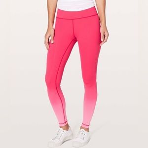 Rarely used Lululemon Wunder Under Hi-Rise pant in Ombré fuchsia pink - size 6